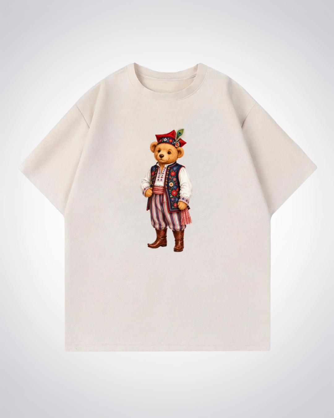Polish Bear Oversized Shirt - Beige Front (Designed)