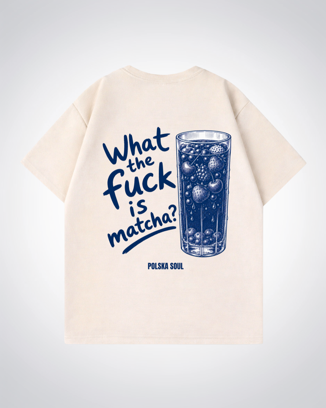 WTF is matcha Oversized Shirt - Beige Back (Designed)