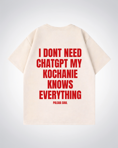 I Dont need ChatGPT Oversized Shirt - Beige Back (Designed)