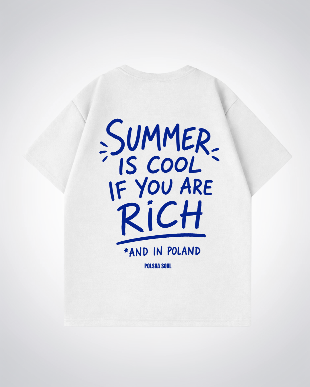 Summer is cool in Poland Oversized Shirt - White Back (Designed)