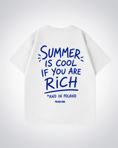 Summer is cool in Poland Oversized Shirt - White Back (Designed)