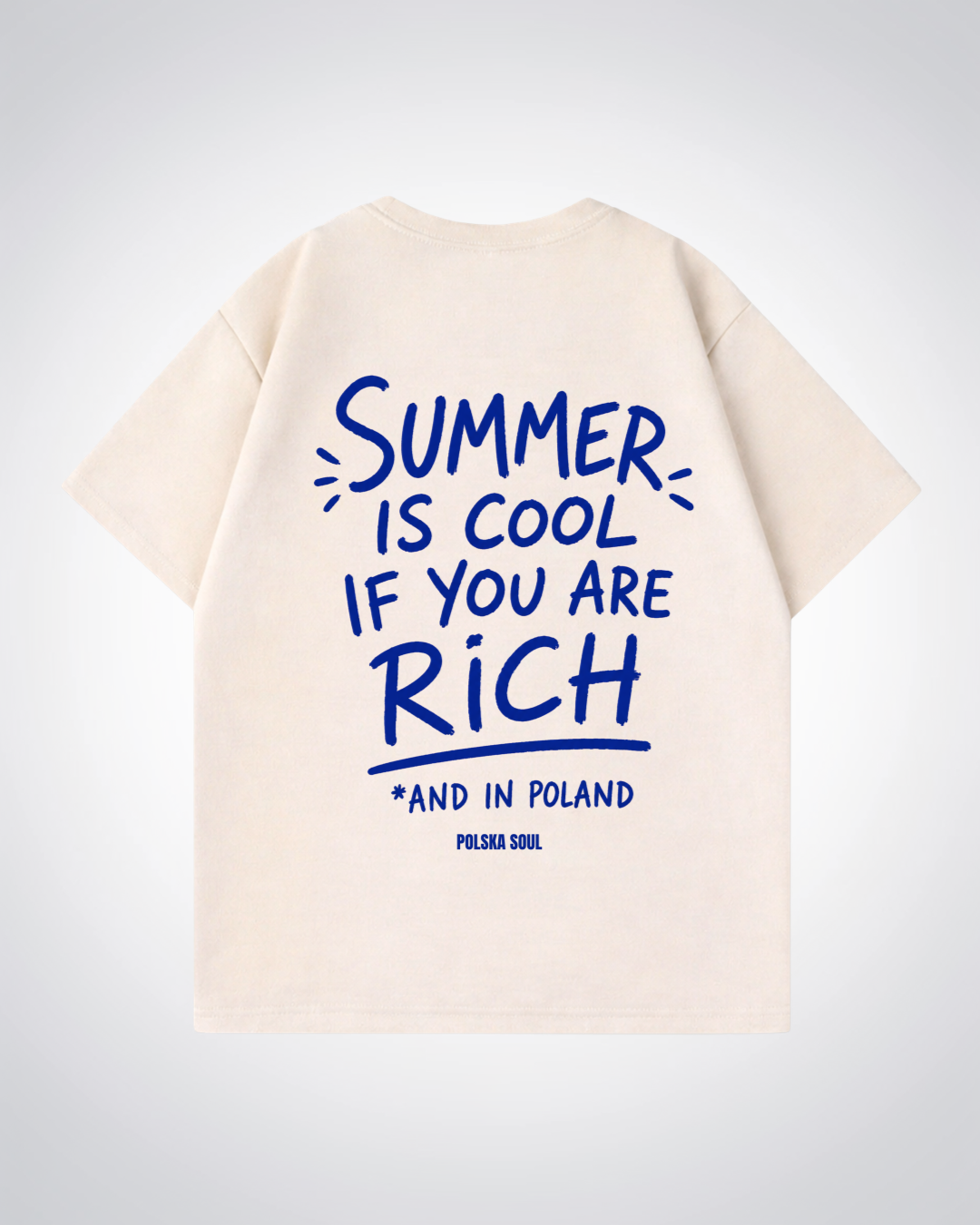 Summer is cool in Poland Oversized Shirt - Beige Back (Designed)
