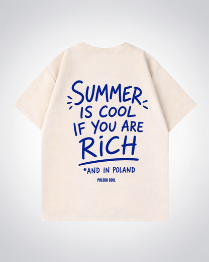 Summer is cool in Poland Oversized Shirt - Beige Back (Designed)