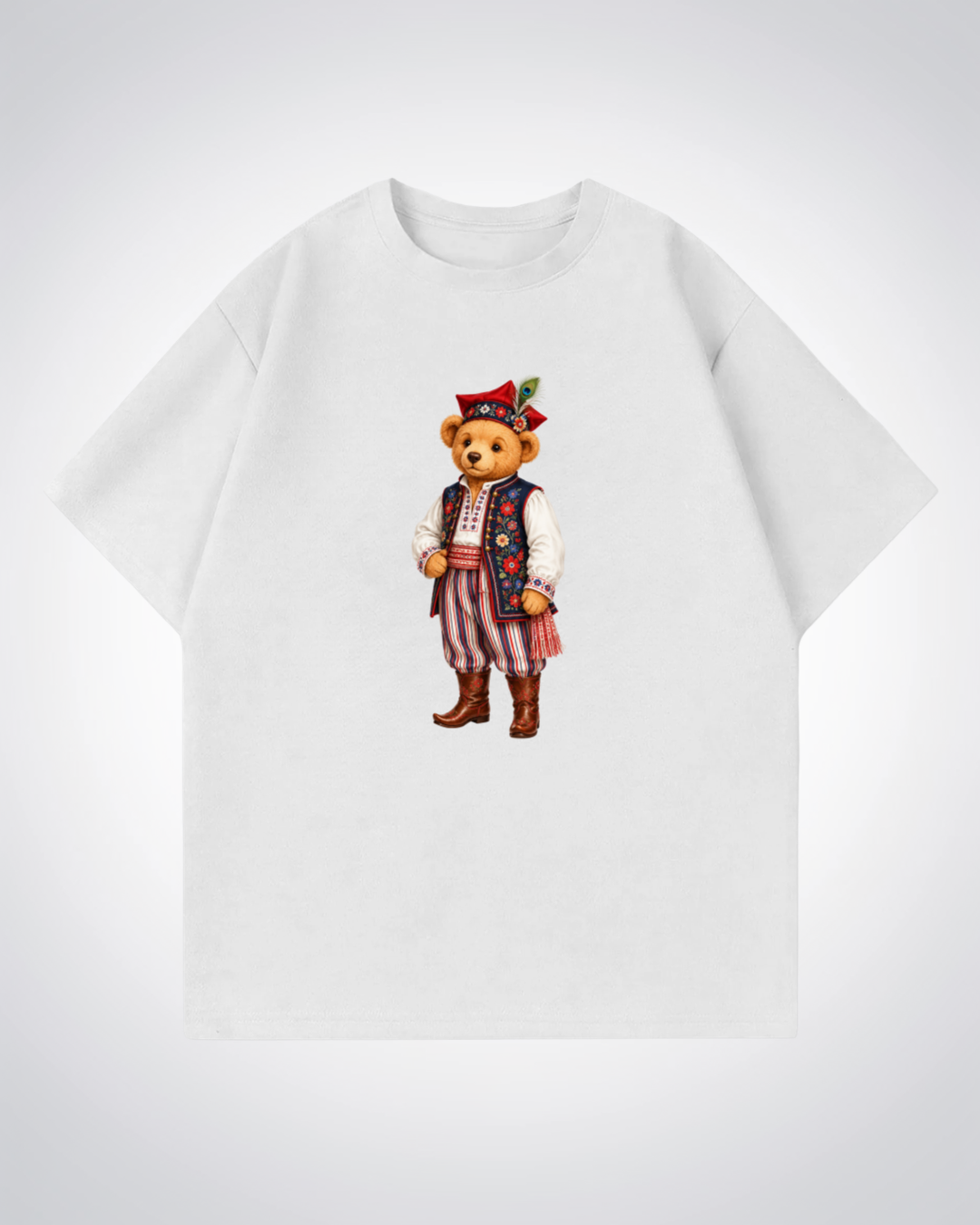 Polish Bear Oversized Shirt - White Front (Designed)