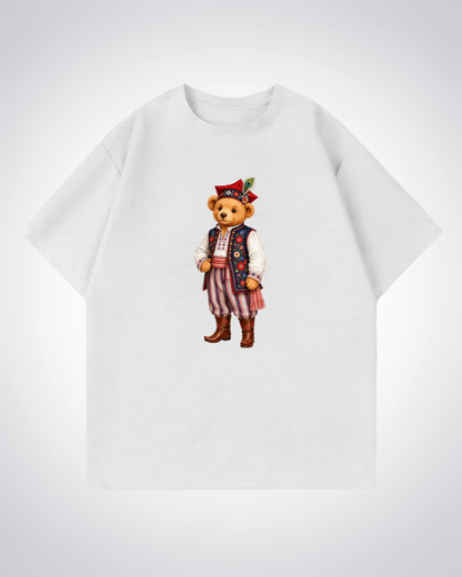 Polish Bear Oversized Shirt - White Front (Designed)