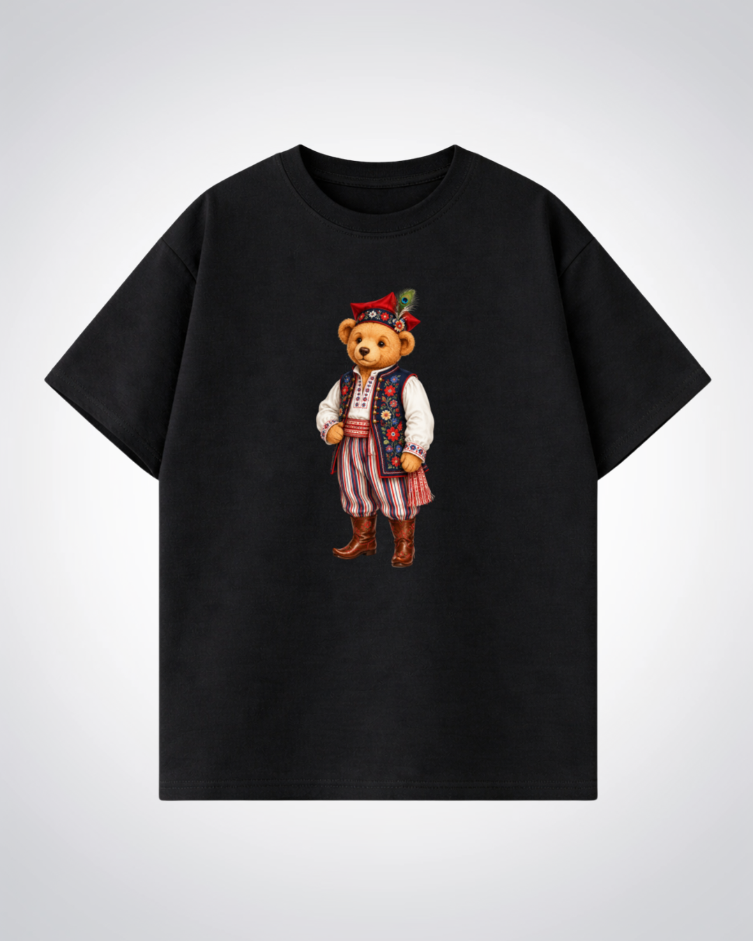 Polish Bear Oversized Shirt - Black Front (Designed)