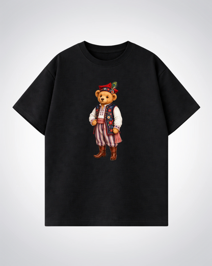 Polish Bear Oversized Shirt - Black Front (Designed)