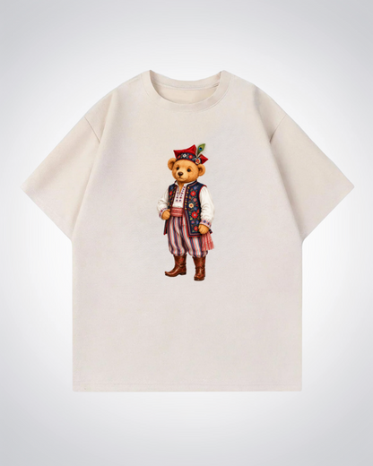 Polish Bear Oversized Shirt - Beige Front (Designed)