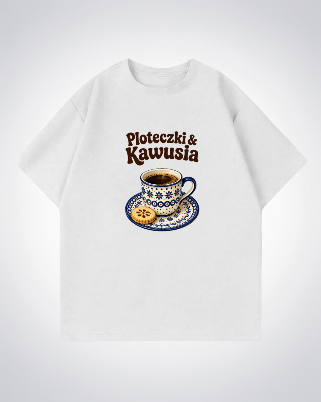 Ploteczki & Kawusia Oversized Shirt - White Front (Designed)