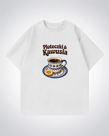Ploteczki & Kawusia Oversized Shirt - White Front (Designed)