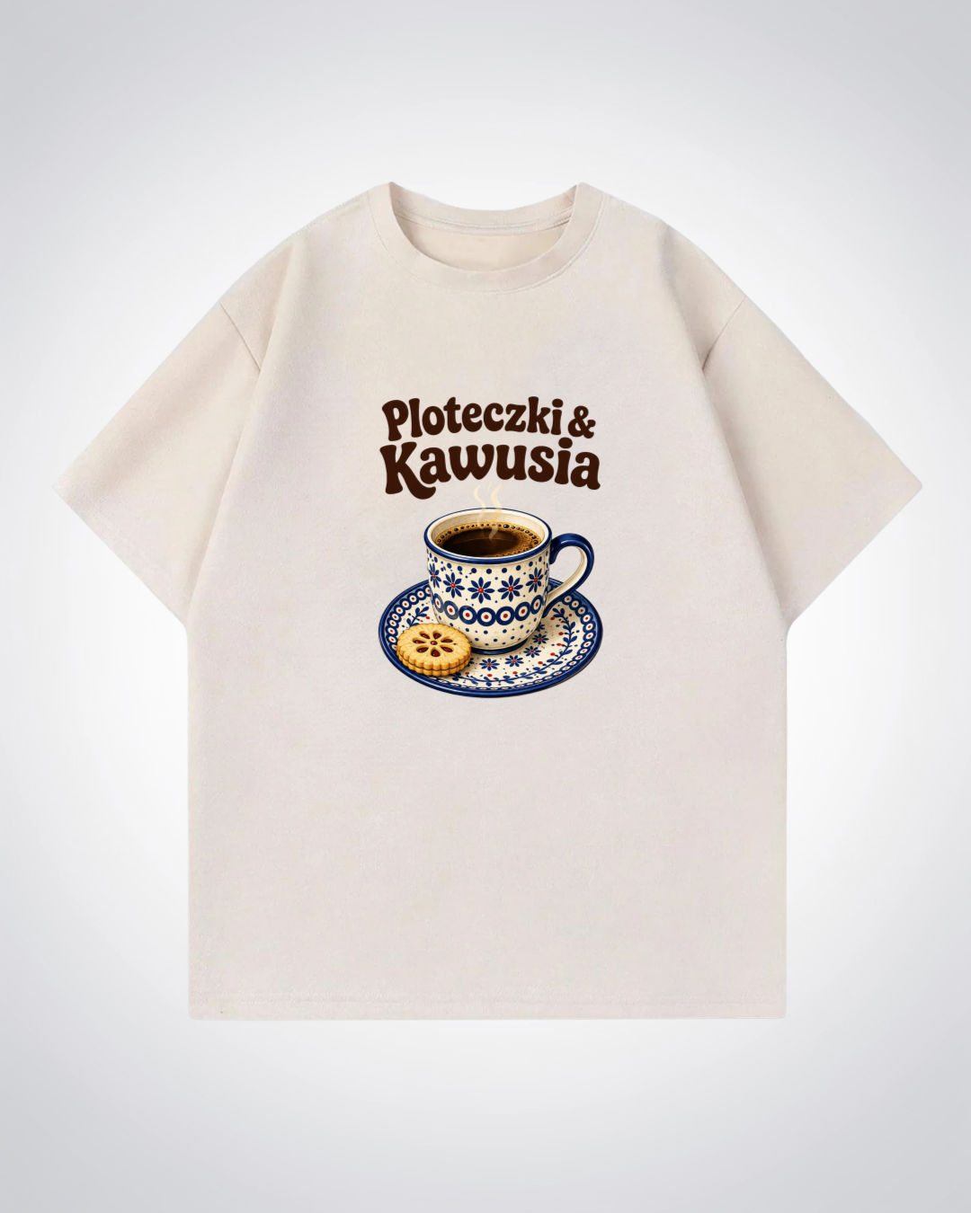 Ploteczki & Kawusia Oversized Shirt - Beige Front (Designed)