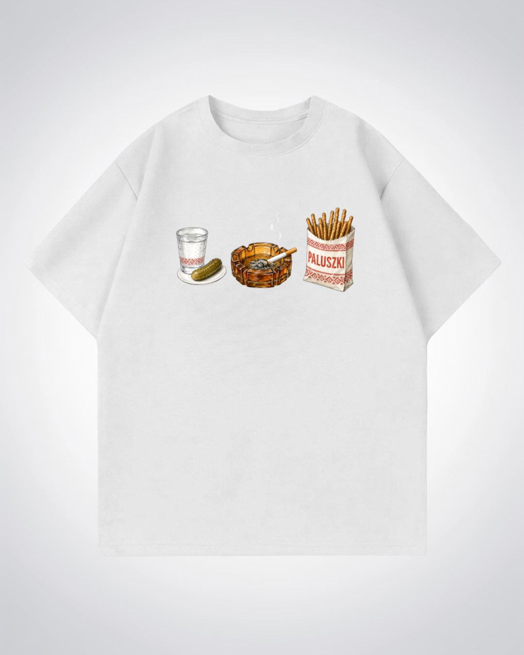 Polish Essentials Oversized Shirt - White Front (Designed)