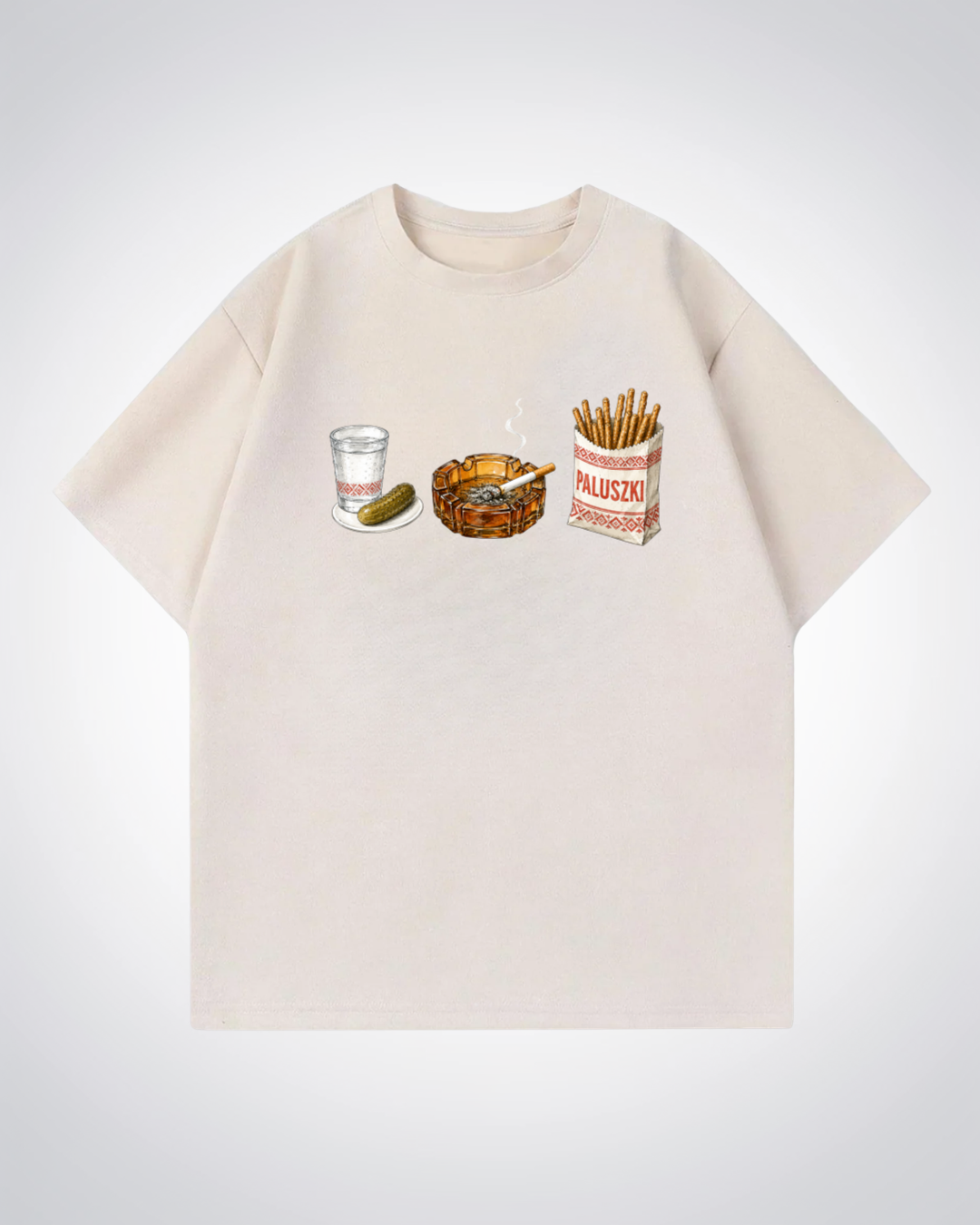 Polish Essentials Oversized Shirt - Beige Front (Designed)
