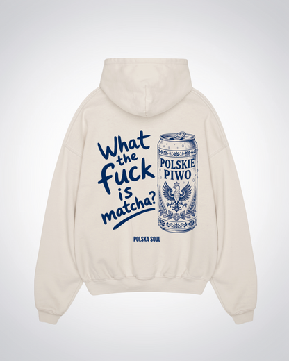 WTF is matcha Oversized Hoodie - Beige Back (Designed)