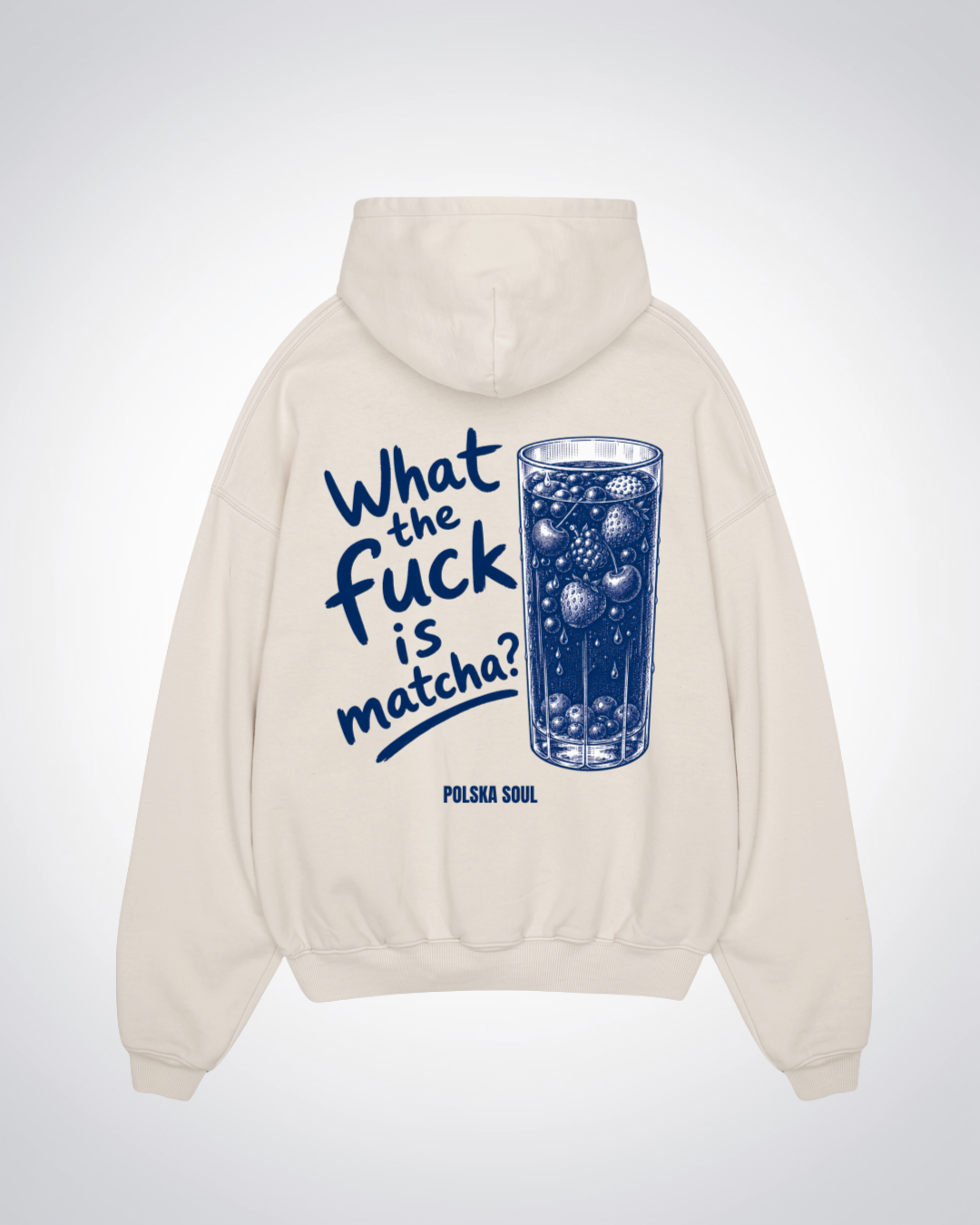 WTF is matcha Oversized Hoodie - Beige Back (Designed)