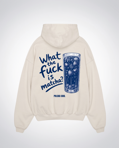 WTF is matcha Oversized Hoodie - Beige Back (Designed)