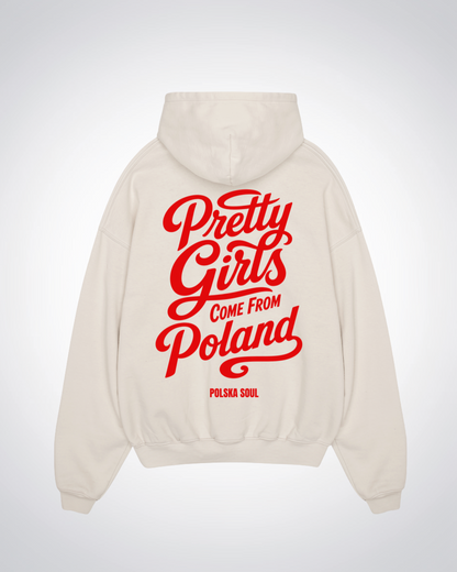 Pretty Girls come from Poland Oversized Hoodie - Beige Back (Designed)
