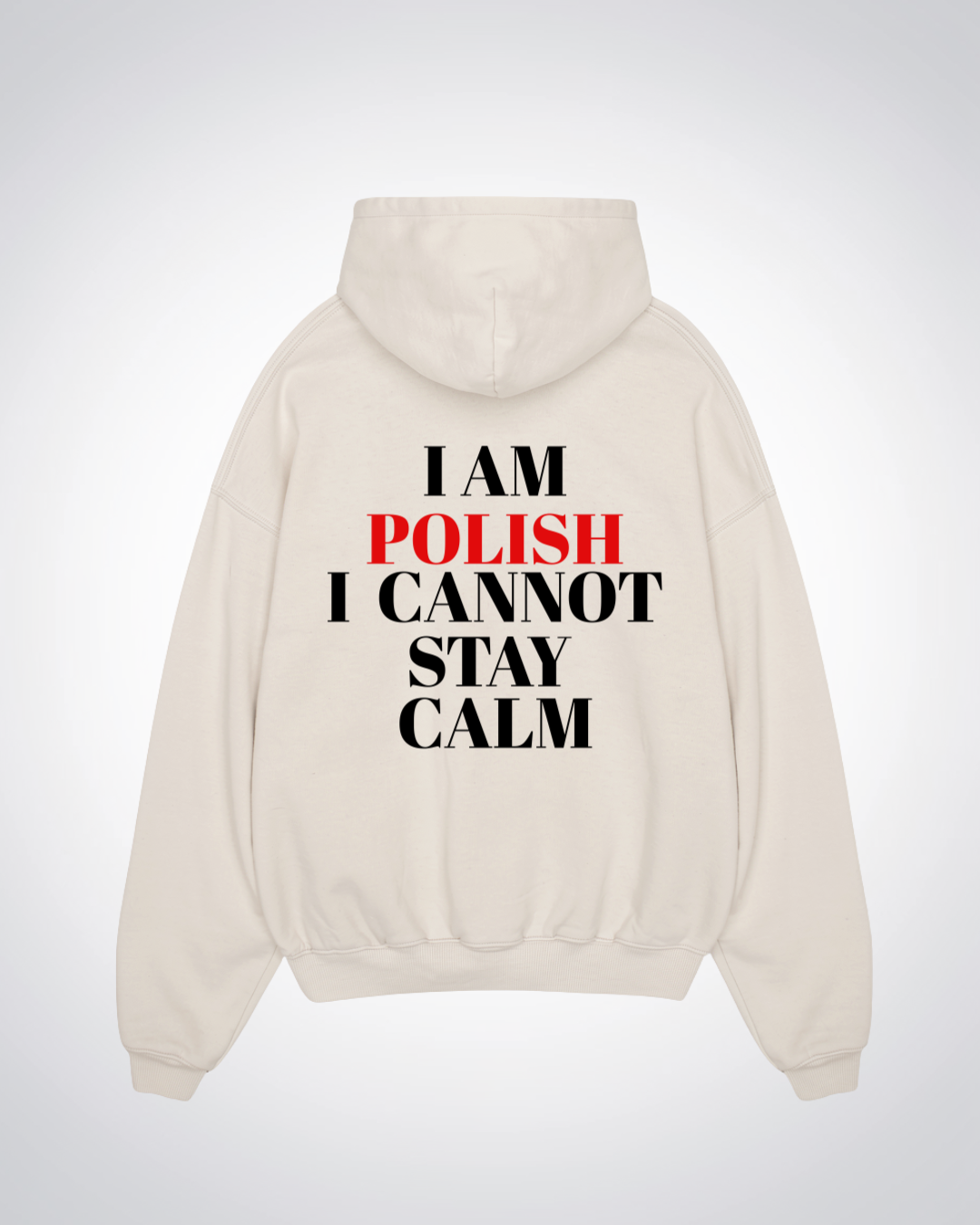 I Am Polish Oversized Hoodie - Beige Back (Designed)