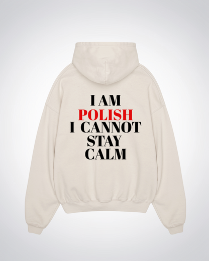 I Am Polish Oversized Hoodie - Beige Back (Designed)
