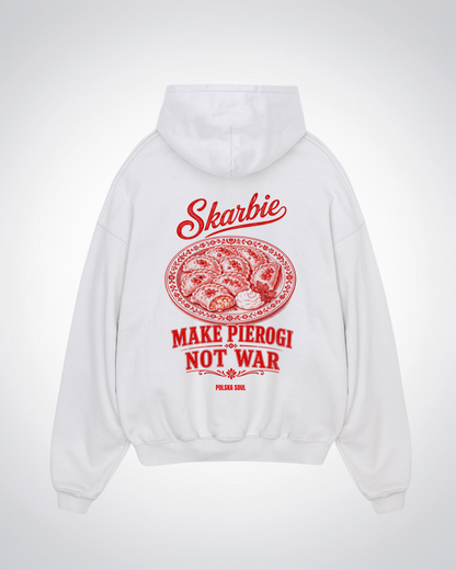 Make Pierogi Not War Oversized Hoodie - White Back (Designed)