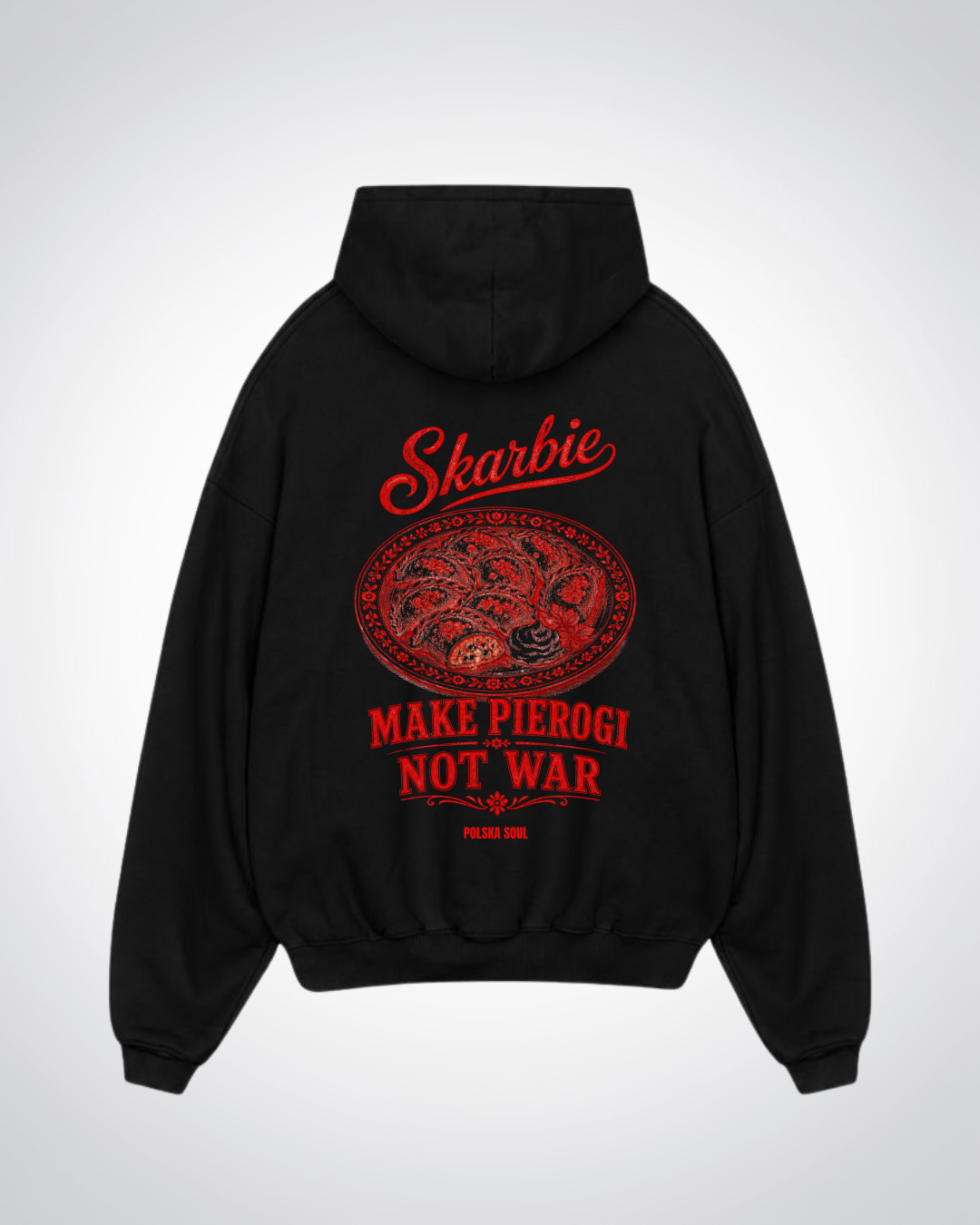 Make Pierogi Not War Oversized Hoodie - Black Back (Designed)