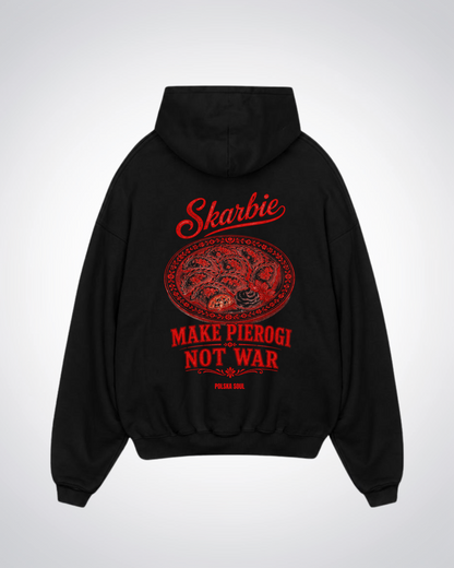 Make Pierogi Not War Oversized Hoodie - Black Back (Designed)