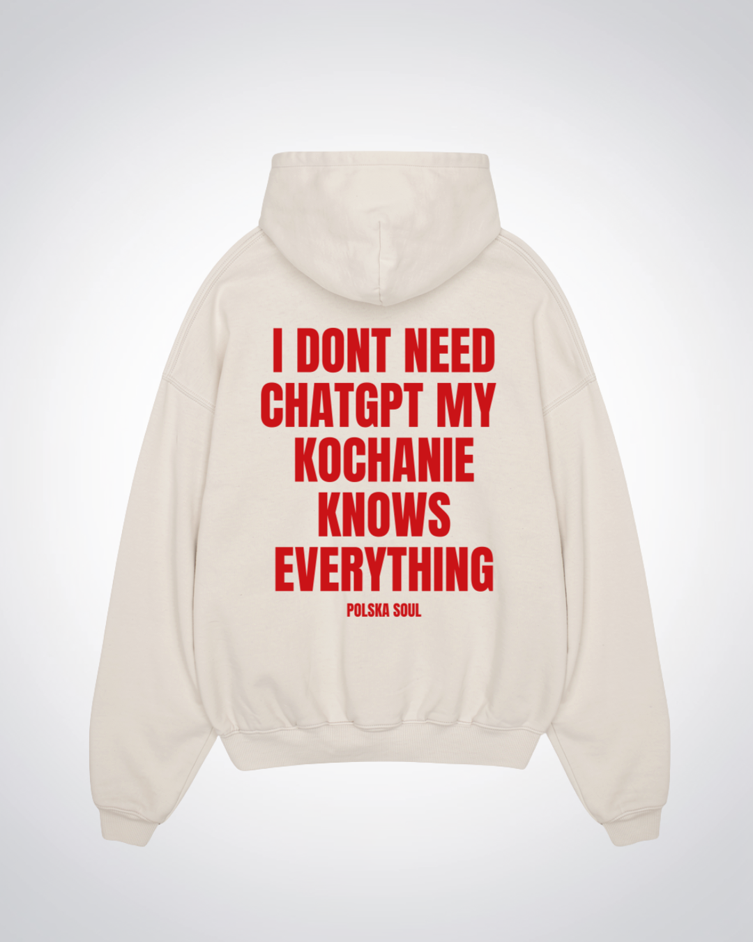 Dont Need ChatGPT Oversized Hoodie - Beige Back (Designed)