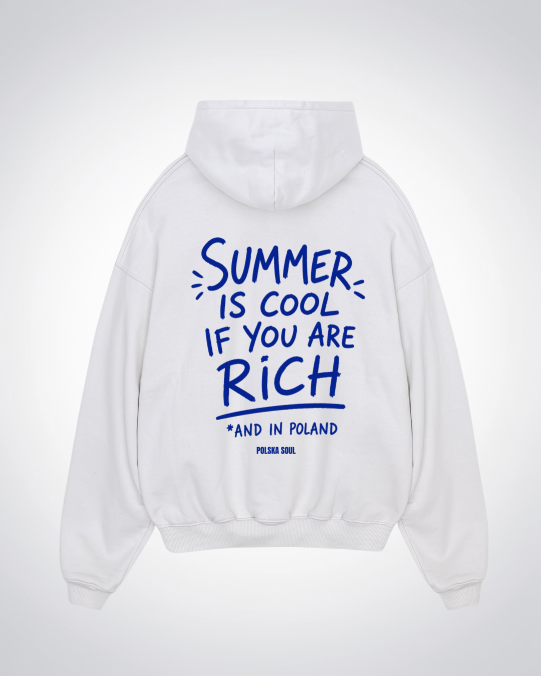 Summer is Cool in Poland Oversized Hoodie - White Back (Designed)