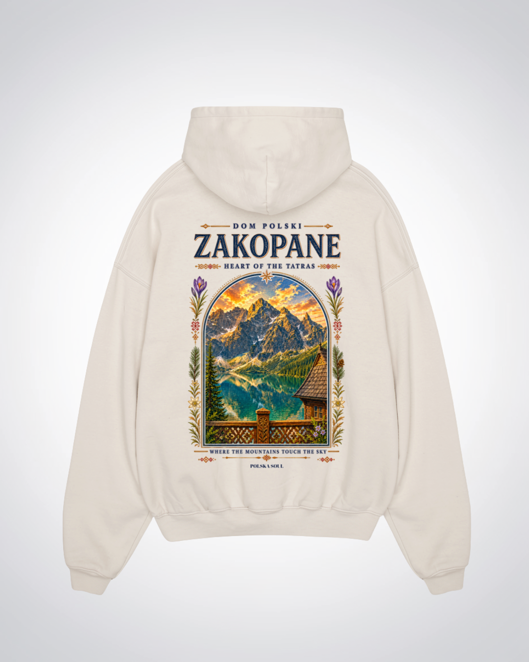 Zakopane Oversized Hoodie - Beige Back (Designed)