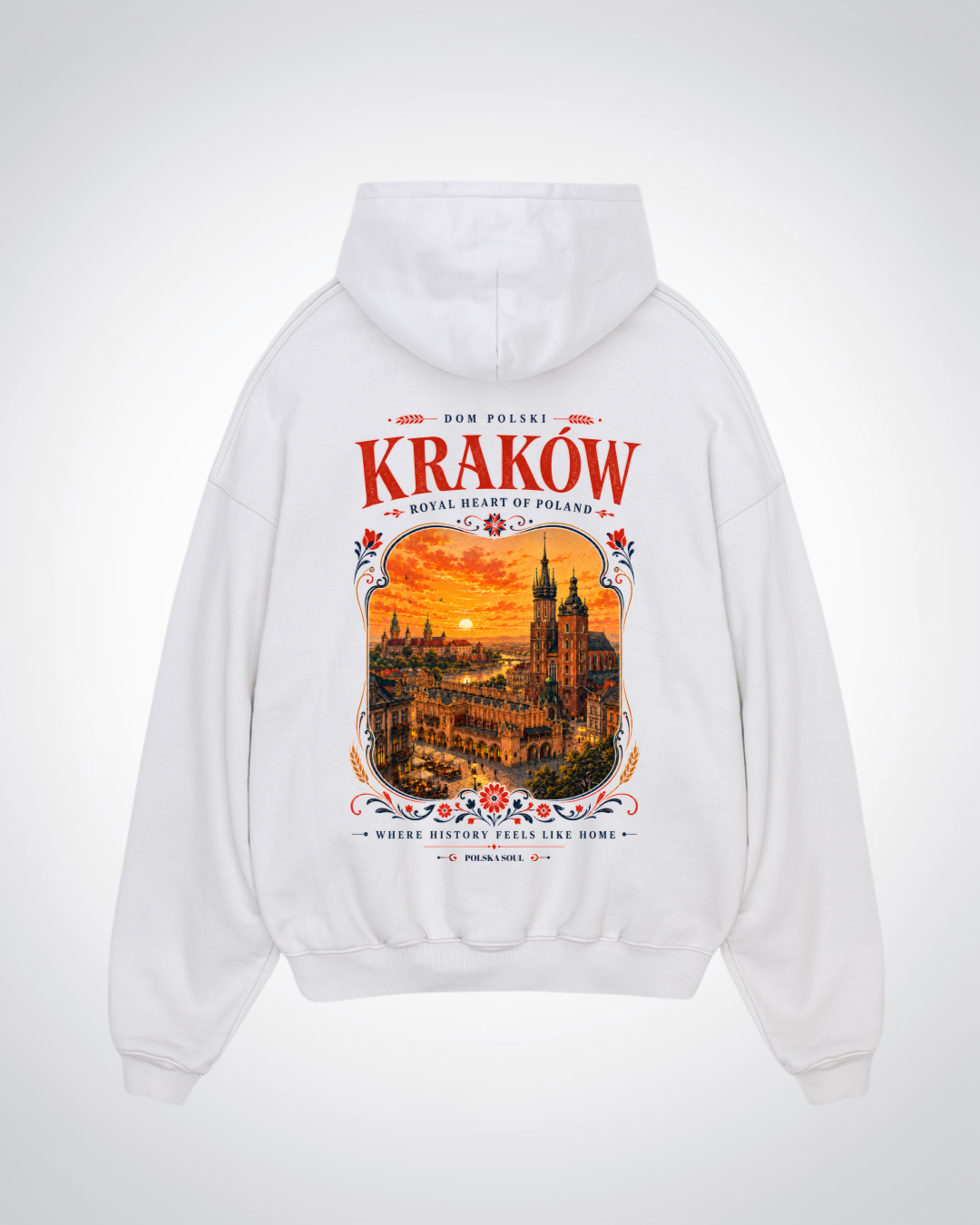 Krakow Oversized Hoodie - White Back (Designed)