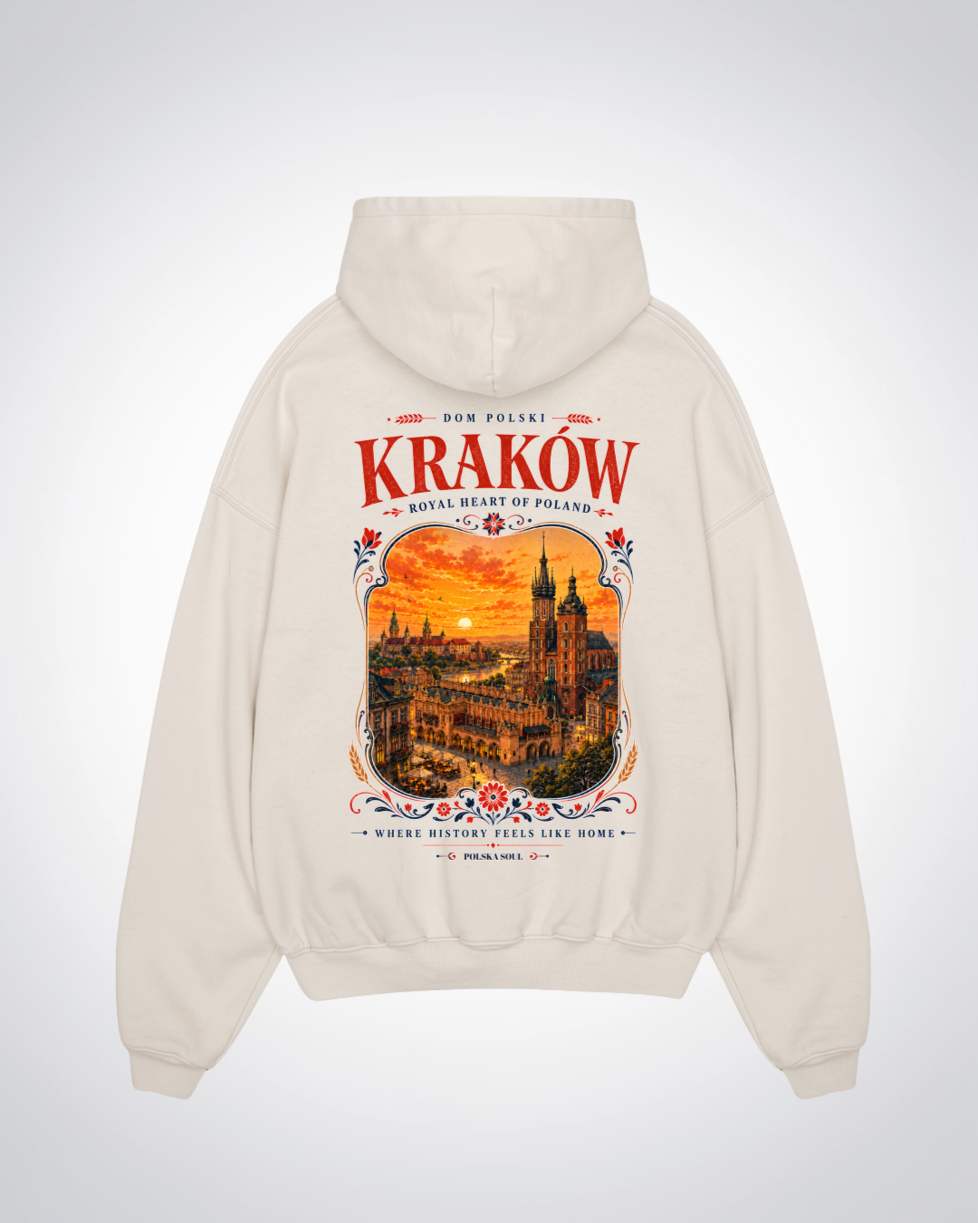 Krakow Oversized Hoodie - Beige Back (Designed)