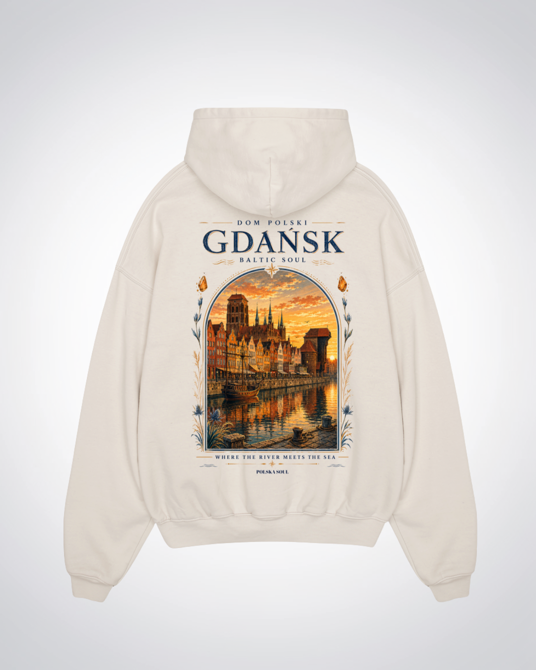 Gdansk Oversized Hoodie - Beige Back (Designed)