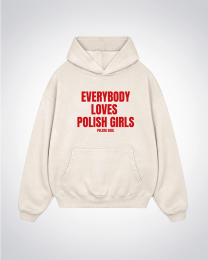 Everybody Loves Polish Girls Oversized Hoodie - Beige Front (Designed)
