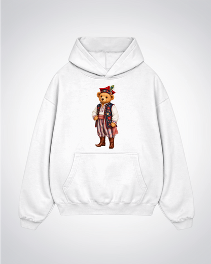 Polish Bear Oversized Hoodie - White Front (Designed)